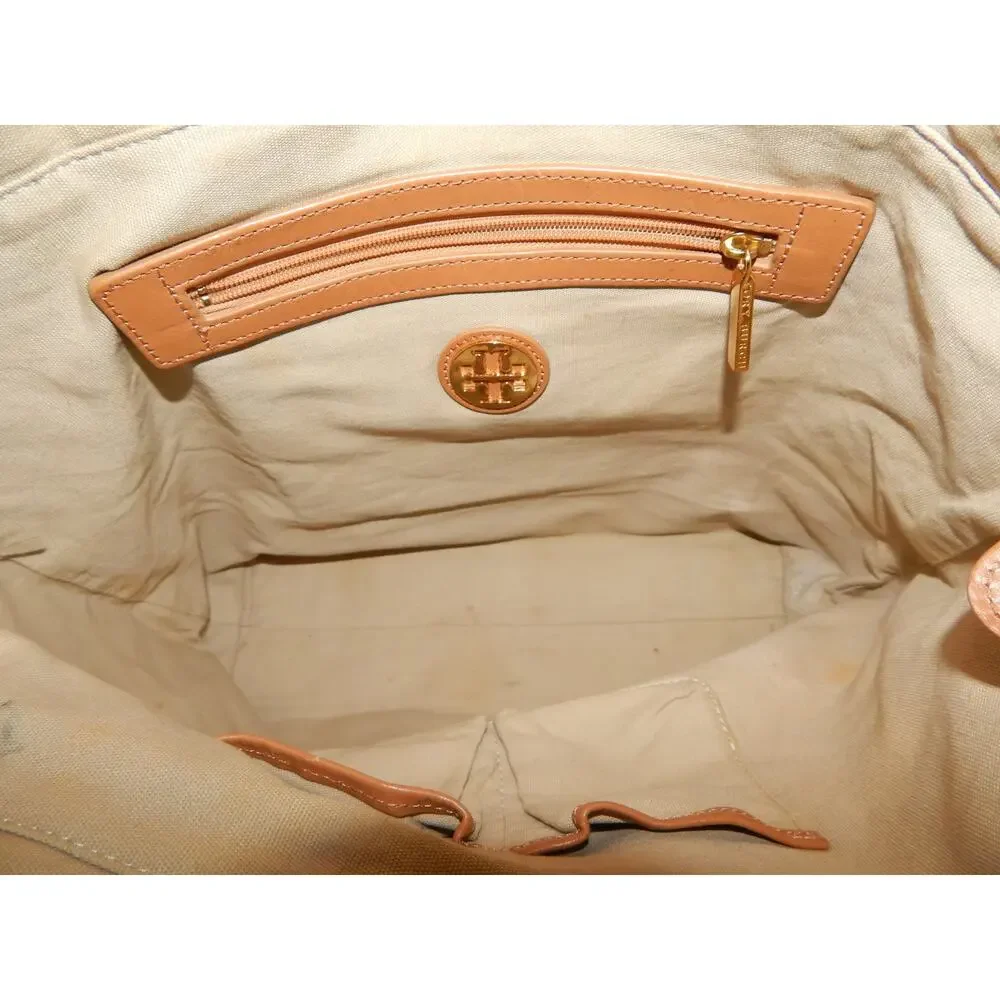 Tory Burch Tan Orange Coated Leather Tote Handbag - Picture 5 of 14